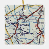 Hartsville SC Map Keramisch Ornament (Voorkant)