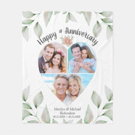 Hartsvormig fotocollage Happy-Jubileum Fleece Deken