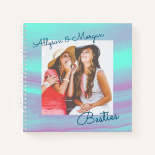 Hartsvriendinnen, DIY Namen & Foto, Teal & Paarse Notitieboek