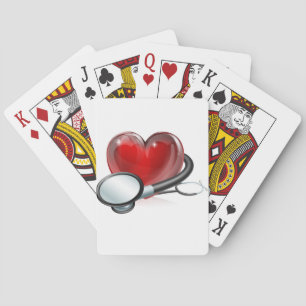 Hartsymbool en stethoscoop pokerkaarten