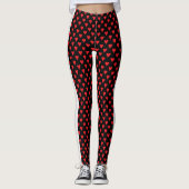Hartsymboolpatroon zwart rood + Speelkaart Leggings (Voorkant)