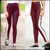 Hartsymboolpatroon zwart rood + Speelkaart Leggings