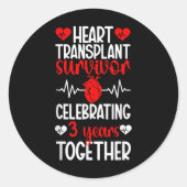 Harttransplantaat overlevende 3e Jubileum hartrood Ronde Sticker (Voorkant)