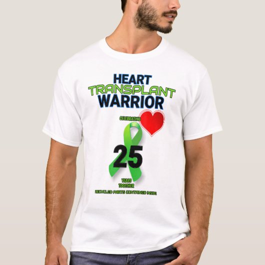 Harttransplantatie 25 jaar Jubileum 25 W T-shirt (Voorkant)