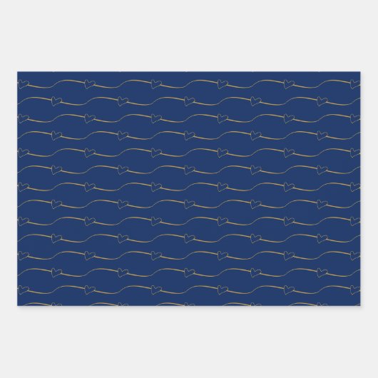 Hartverbinding, Goud Diep Saffier Huwelijk Verlovi Inpakpapier Vel (Voorkant 3)