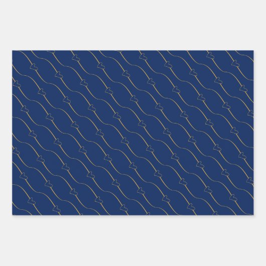 Hartverbinding, Goud Diep Saffier Huwelijk Verlovi Inpakpapier Vel (Voorkant 2)