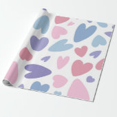 Hartverstrooiingspatroon van pastel cadeaupapier (Uitgerold)