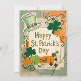 Hartverwarmde Vintage Scrapbook Collage St. Patric Feestdagenkaart