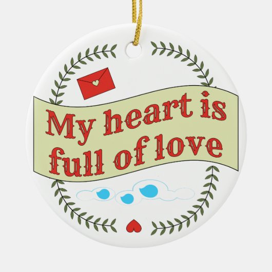 Hartverwarmend berichtontwerp keramisch ornament (Voorkant)