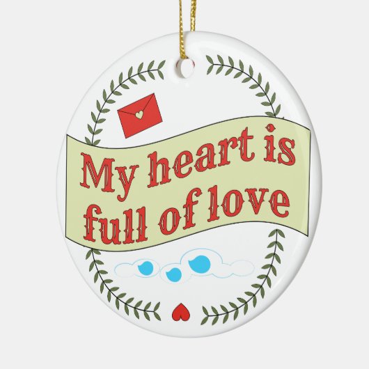 Hartverwarmend berichtontwerp keramisch ornament (Links)