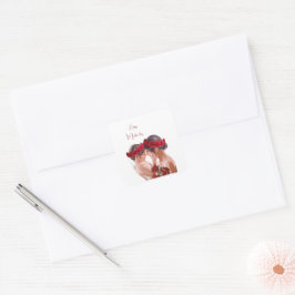 Hartverwarmend gepersonaliseerd bloemengeschenk vierkante sticker