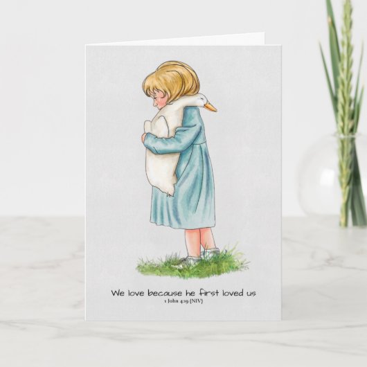 Hartverwarmend klein meisje, Bijbelvers, Handgemaa Feestdagen Kaart (Voorkant)