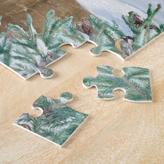 Hartverwarmend sneeuwlandschap met Kinder Legpuzzel (Zijkant)