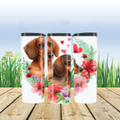 Hartverwarmend teckel paar in Waterverf Thermosbeker