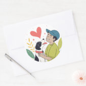 Hartverwarmende Boy Knuffelen Hond Stickers (Envelop)
