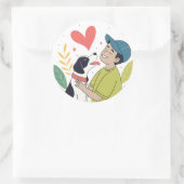 Hartverwarmende Boy Knuffelen Hond Stickers (Tas)