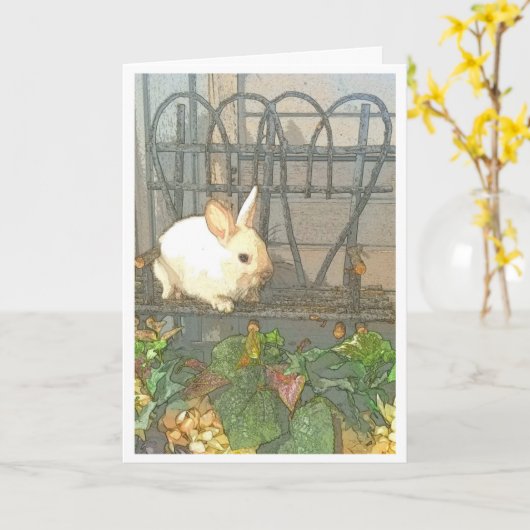 Hartverwarmende Bunny Aanmoediging Kaart (Gele Bloem)