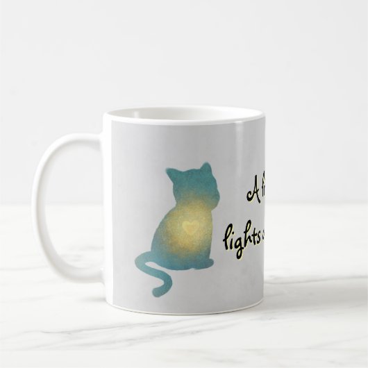 Hartverwarmende Cat Silhouette met Glowing Heart M Koffiemok (Links)