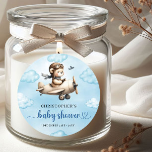 Hartverwarmende jongens douchebeer piloot Cute Lab Ronde Sticker