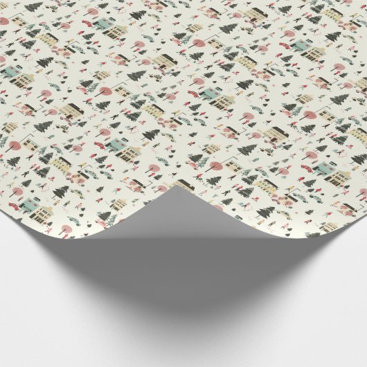 Hartverwarmende kerstdorp charme cadeaupapier (Hoek)