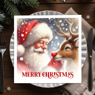 Hartverwarmende Kerstman Rudolph Kerst Diner Set Servet