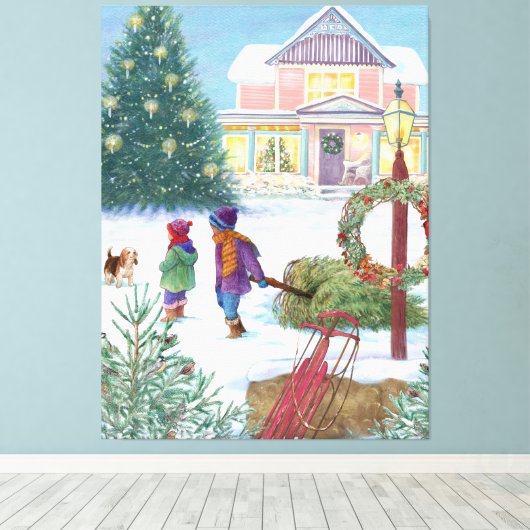 Hartverwarmende Kerstmis Canvas Afdruk (Insitu (Houten vloer))