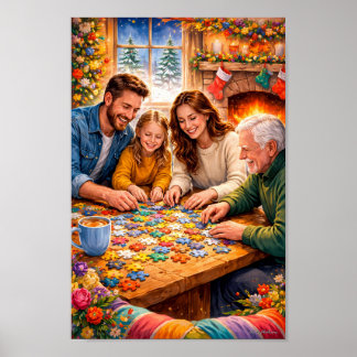Hartverwarmende Kerstpuzzel Scene Poster