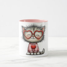 Hartverwarmende koffiemok met lachende kitty
