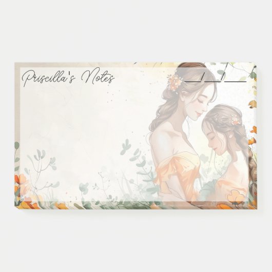 Hartverwarmende moeder & dochter 10" x 6" post-it® notes (Voorkant)