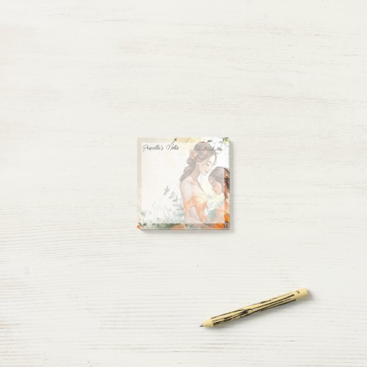 Hartverwarmende Moeder & Dochter 3"x 3" Post-it® Notes (Op bureau)