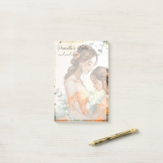 Hartverwarmende Moeder & Dochter 4"x 6" Post-it® Notes (Op bureau)