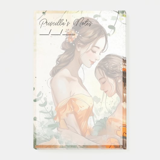 Hartverwarmende Moeder & Dochter 4"x 6" Post-it® Notes (Voorkant)