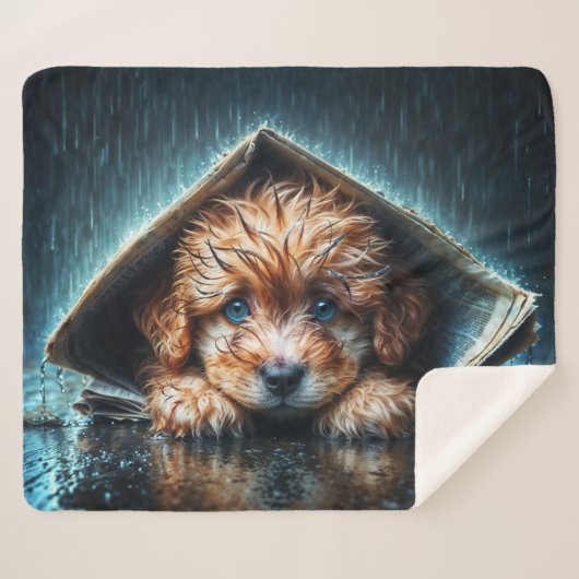 Hartverwarmende natte hond bij stormachtig weer sherpa deken (Voorkant (horizontaal))