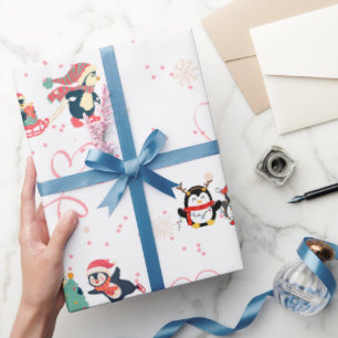 Hartverwarmende Pinguïn Kerstmis Cadeaupapier
