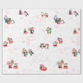 Hartverwarmende Pinguïn Kerstmis Cadeaupapier (Vlak)