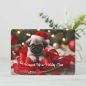 Hartverwarmende Pug Puppie Plat Kerstkaart (Staand voorkant)