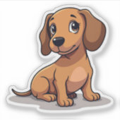 Hartverwarmende pup, Schattige teckel kawaii, klei Sticker (Voorkant)