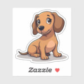 Hartverwarmende pup, Schattige teckel kawaii, klei Sticker (Vel)