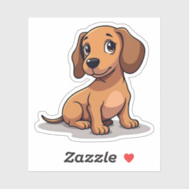Hartverwarmende pup, Schattige teckel kawaii, klei Sticker