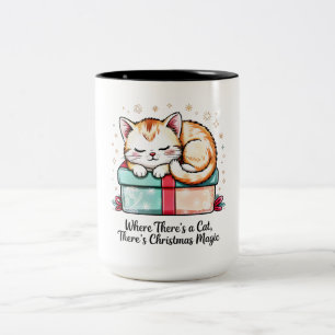 Hartverwarmende slapende kitten - cadeau voor katt tweekleurige koffiemok