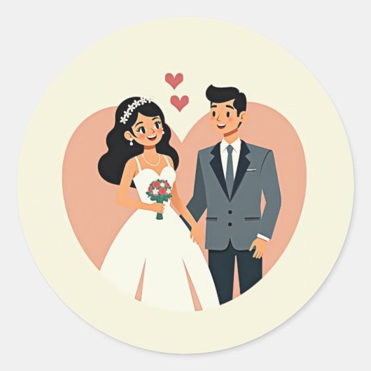 Hartverwarmende trouwstickers ronde sticker (Voorkant)