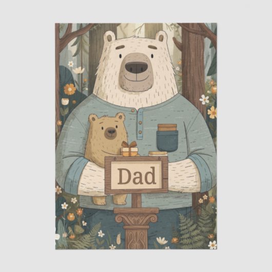 Hartverwarmende Vaderdag Illustratie van Beren Tissuepapier (Voorkant)