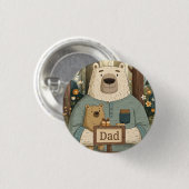 Hartverwarmende Vaderdagillustratie van beren Ronde Button 3,2 Cm (Voorkant /achterkant)