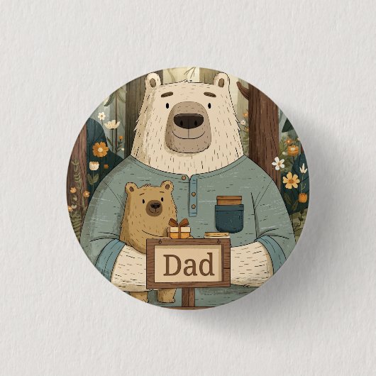Hartverwarmende Vaderdagillustratie van beren Ronde Button 3,2 Cm (Voorkant)
