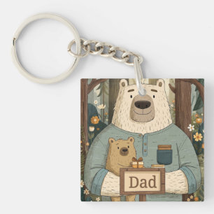Hartverwarmende Vaderdagillustratie van beren Sleutelhanger