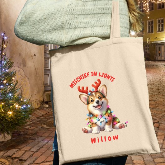 Hartverwarmende Waterverf Corgi Feestelijke Hond C Tote Bag