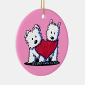 Hartverwarmende Westies-versiering Keramisch Ornament (Rechts)