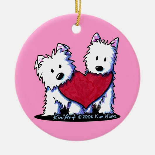 Hartverwarmende Westies-versiering Keramisch Ornament (Voorkant)