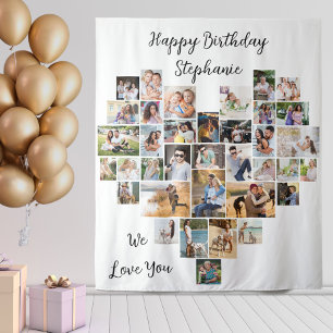 Hartvorm 36 Fotocollage Happy Birthday Wandkleed