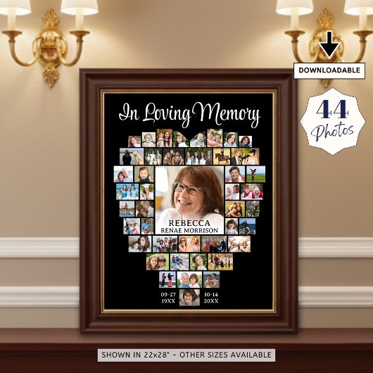 Hartvorm 44 Foto's Funeral Memorial Poster